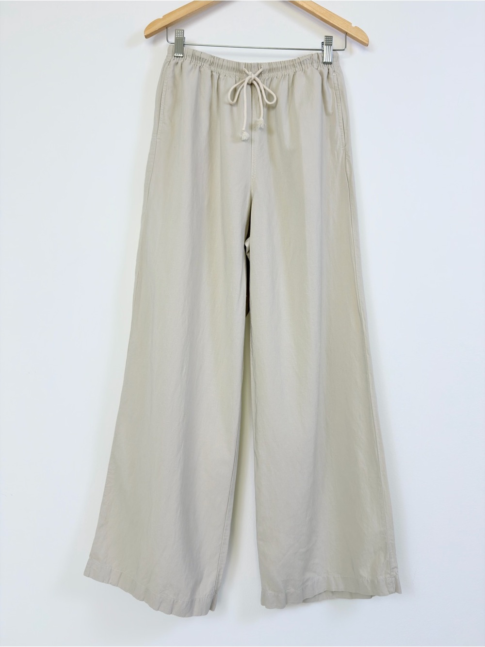Uniqlo Linen Blend Wide Leg Pull On Pants Beige Size S